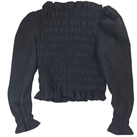 H&M | Black, Long Sleeve Smocked Blouse| Size Small - Picture 3 of 3